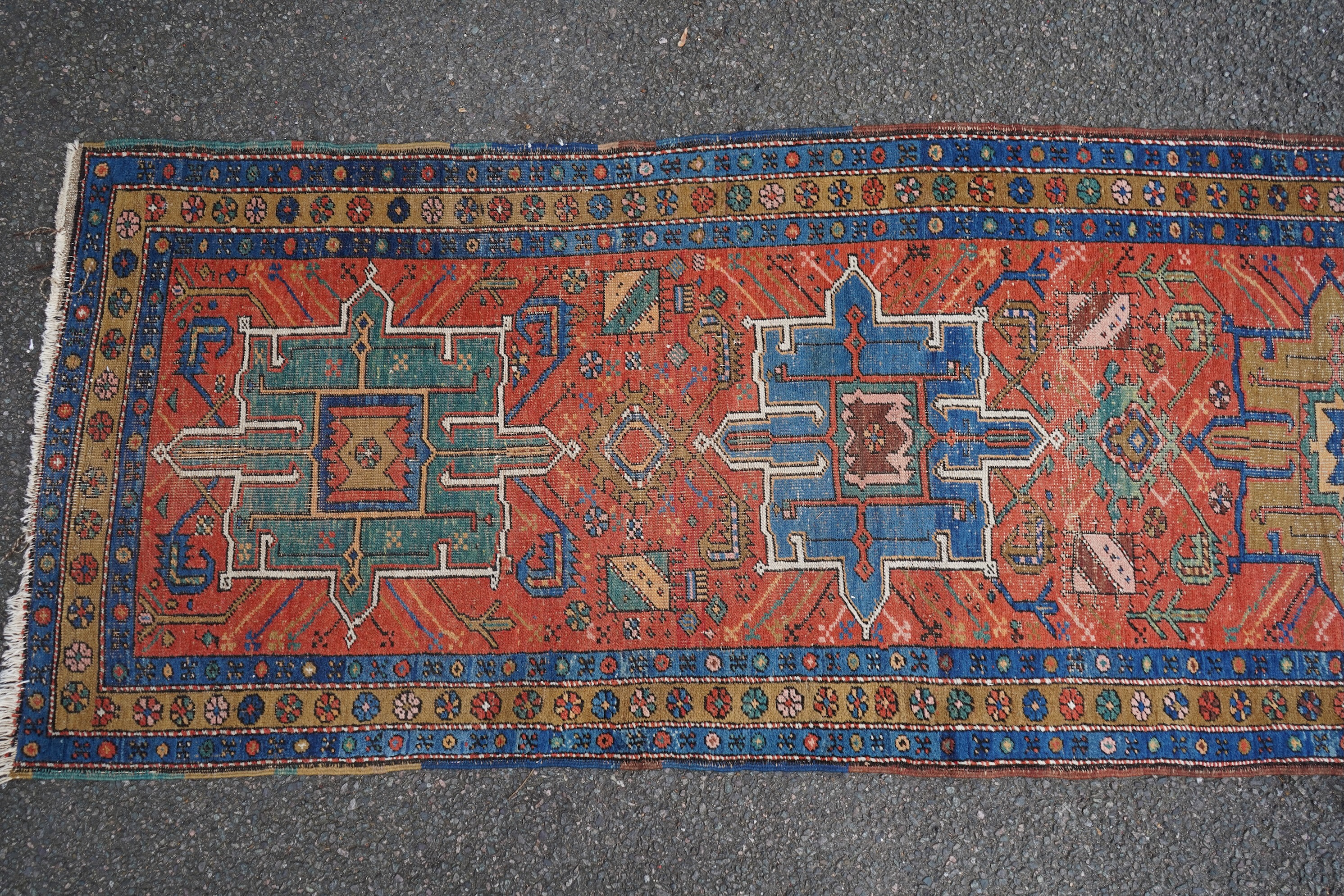 An early 20th century Caucasian brick red ground runner